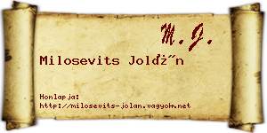 Milosevits Jolán névjegykártya