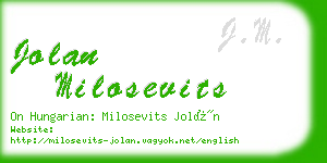 jolan milosevits business card